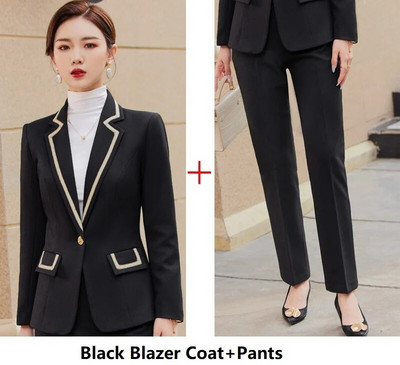 Najnovije proljeće 2023. Elegantna formalna ženska poslovna odijela s hlačama i jaknama Kaput Profesionalna radna odjeća Komplet hlača
