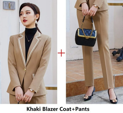 Najnovije proljeće 2023. Elegantna formalna ženska poslovna odijela s hlačama i jaknama Kaput Profesionalna radna odjeća Komplet hlača