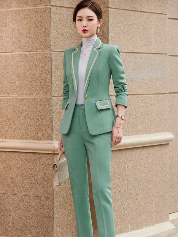 Najnovije proljeće 2023. Elegantna formalna ženska poslovna odijela s hlačama i jaknama Kaput Profesionalna radna odjeća Komplet hlača