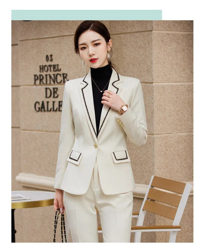 Najnovije proljeće 2023. Elegantna formalna ženska poslovna odijela s hlačama i jaknama Kaput Profesionalna radna odjeća Komplet hlača