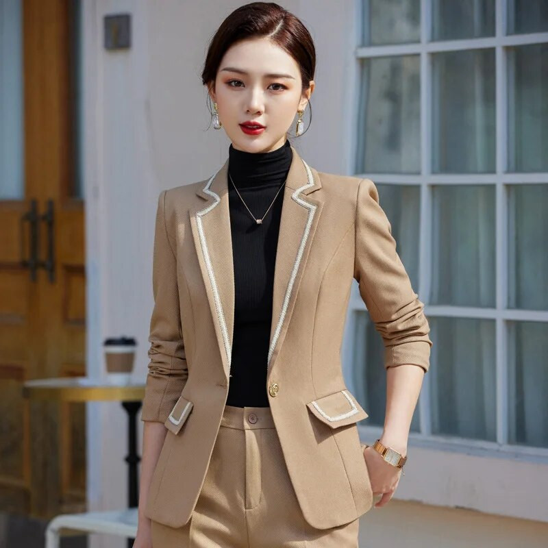 Najnovije proljeće 2023. Elegantna formalna ženska poslovna odijela s hlačama i jaknama Kaput Profesionalna radna odjeća Komplet hlača