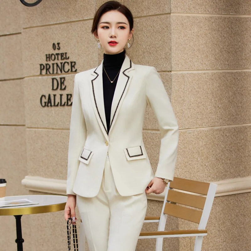 Najnovije proljeće 2023. Elegantna formalna ženska poslovna odijela s hlačama i jaknama Kaput Profesionalna radna odjeća Komplet hlača