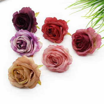 10τμχ 6cm Μεταξωτά λουλούδια Τεχνητά τριαντάφυλλα Διακοσμητικό στεφάνι Αξεσουάρ διακόσμησης σπιτιού Καρπός γάμου Νύφης Diy Δώρα Κουτί Καρφίτσα