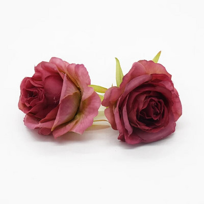 10gab 6cm zīda ziedi mākslīgās rozes dekoratīvais vainags mājas dekorēšanai aksesuāri kāzu līgavas plaukstas locītava dāvanu kastīte piespraude