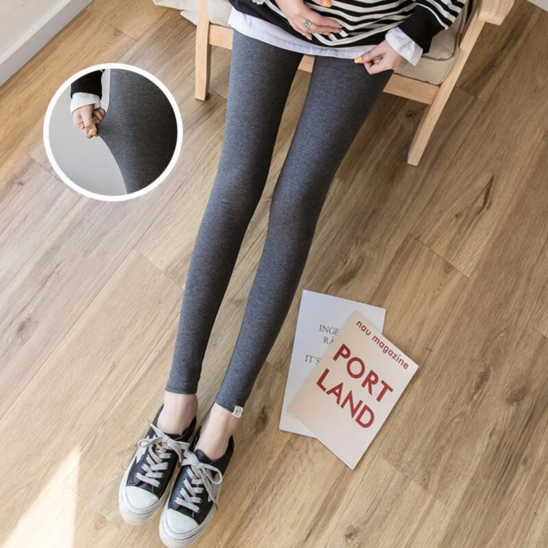 Ženske hlače s vezom na pojasu Pletene pamučne tajice visokog struka za trudnice Odjeća za trudnice Ženske hlače za trudnice