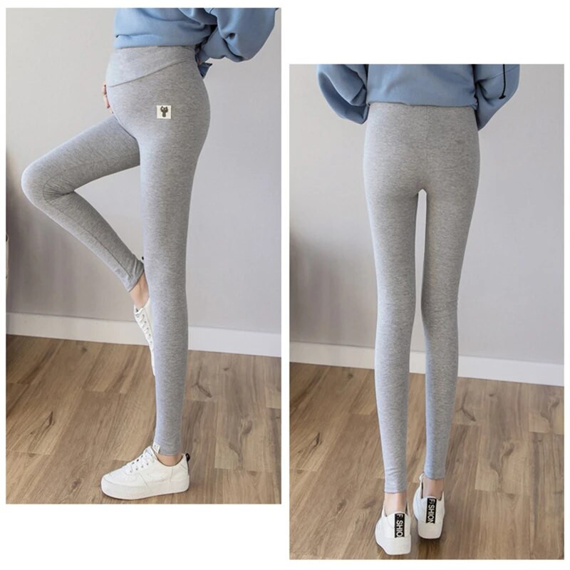 Ženske hlače s vezom na pojasu Pletene pamučne tajice visokog struka za trudnice Odjeća za trudnice Ženske hlače za trudnice