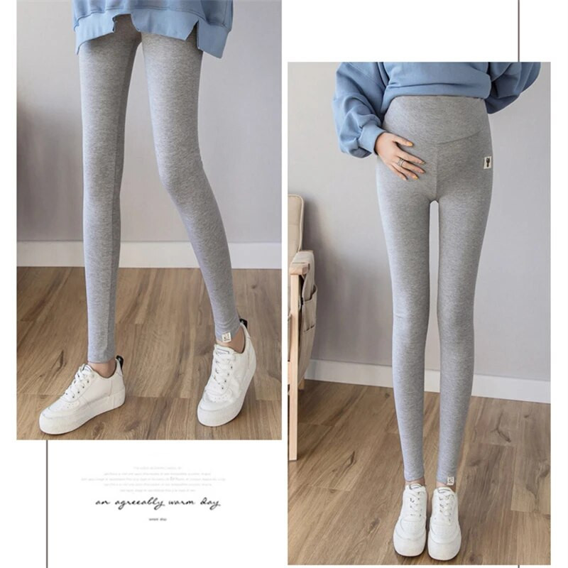 Ženske hlače s vezom na pojasu Pletene pamučne tajice visokog struka za trudnice Odjeća za trudnice Ženske hlače za trudnice