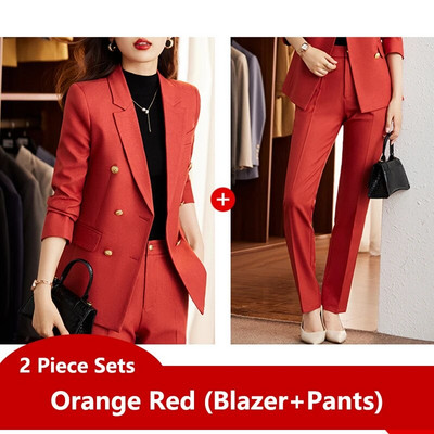 Žensko uredsko odijelo za proljeće i jesen, modni sako i prsluk, odijelo s hlačama Jednostavne jednobojne hlače dugih rukava Sakoi Kompleti hlača