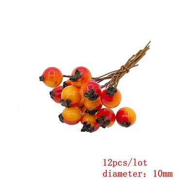 6/10/12/90/130gab Apelsīnu jauktu mākslīgo ziedu ķiršu putekšņlapu ogu saišķis DIY viltus Ziemassvētku kāzu dāvanu kastītes vainagu dekors