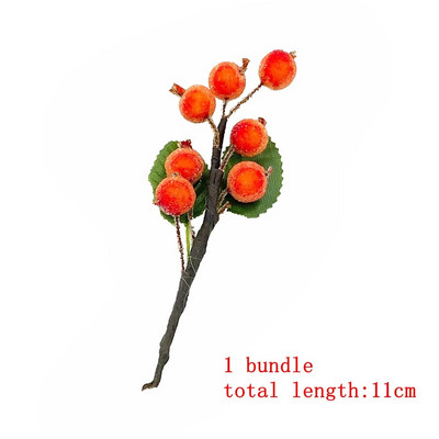 6/10/12/90/130gab Apelsīnu jauktu mākslīgo ziedu ķiršu putekšņlapu ogu saišķis DIY viltus Ziemassvētku kāzu dāvanu kastītes vainagu dekors