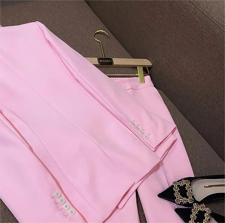 Fashion Office Lady Csúcsminőségű brit stílusú szolid blézer kétsoros mellénynadrág női irodai tavaszi őszi 3db