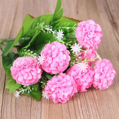 Jauns 9 lielu ziedu galvu simulācijas hortenzijas krizantēmas bumba viltus zīda ziedu kāzu DIY mājas dārza mājas dekorēšanas pušķis