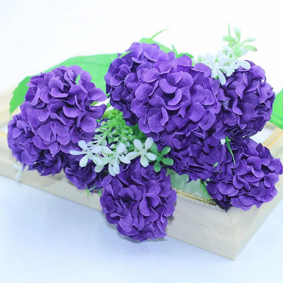 Jauns 9 lielu ziedu galvu simulācijas hortenzijas krizantēmas bumba viltus zīda ziedu kāzu DIY mājas dārza mājas dekorēšanas pušķis