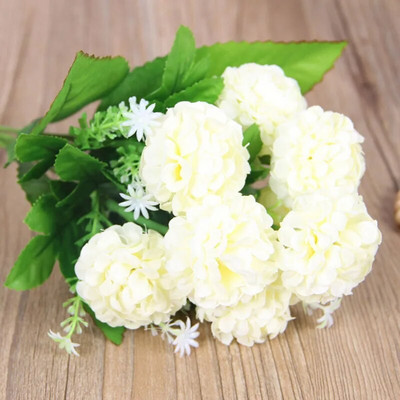 Jauns 9 lielu ziedu galvu simulācijas hortenzijas krizantēmas bumba viltus zīda ziedu kāzu DIY mājas dārza mājas dekorēšanas pušķis