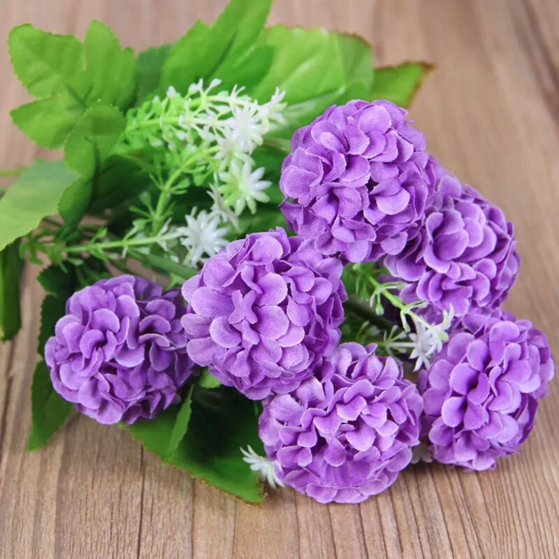 Jauns 9 lielu ziedu galvu simulācijas hortenzijas krizantēmas bumba viltus zīda ziedu kāzu DIY mājas dārza mājas dekorēšanas pušķis