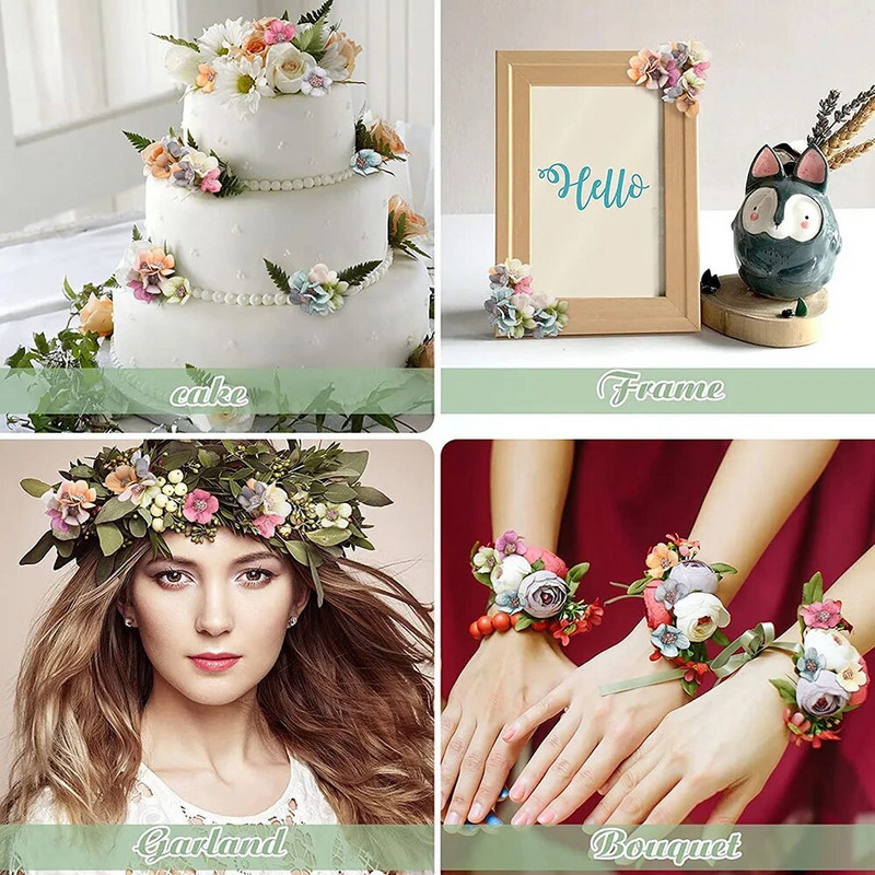 50-100 komada Mini cvjetna glava tratinčice od 2 cm, višebojni svileni umjetni cvijet za zabavu i vjenčanje, ukras za dom. Uradi sam vijenac za glavu