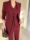 Naiste sügisene kolmeosaline komplekt Elegantne vabaaja bleiserjakid õhuke vest Pliiatspüksid ülikond naiselik mood pidulikud rõivad riided