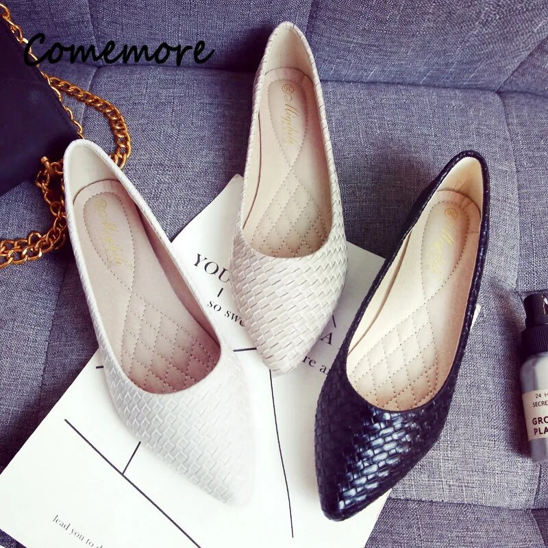 Comemore Ravne natikače sa šiljatim vrhom, ženske 2023. proljeće jesen korejska verzija Plitke cipele za slobodno vrijeme Ženska ljetna obuća 40