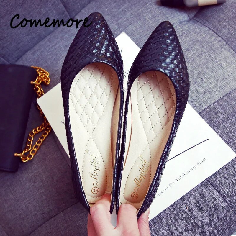 Comemore Ravne natikače sa šiljatim vrhom, ženske 2023. proljeće jesen korejska verzija Plitke cipele za slobodno vrijeme Ženska ljetna obuća 40