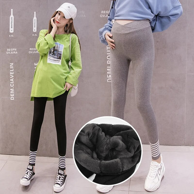 2022 Téli Kismama Leggings Téli bársony nadrág terhes nőknek Meleg ruhák Vastagító Terhesnadrágok Anyaruhák