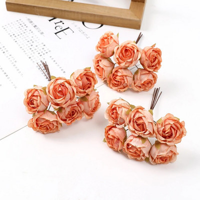 Mini buket ruža od 6 komada umjetnog cvijeća za kućnu dekoraciju vjenčanja Ručno izrađeni spomenari DIY vijenci Izrada lažnog cvijeća