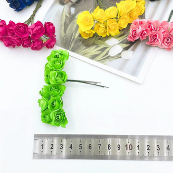 12/36/72 τμχ 2cm Μίνι χάρτινο τριαντάφυλλο μπουκέτο τεχνητά λουλούδια για διακόσμηση γαμήλιου πάρτι Scrapbooking DIY Crafts Fake Flowers