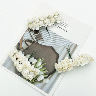 12/36/72gab 2cm mini papīra rozes mākslīgo ziedu pušķis kāzu ballīšu dekorēšanai.