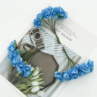 12/36/72gab 2cm mini papīra rozes mākslīgo ziedu pušķis kāzu ballīšu dekorēšanai.