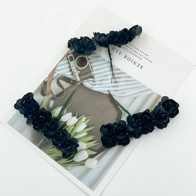 12/36/72gab 2cm mini papīra rozes mākslīgo ziedu pušķis kāzu ballīšu dekorēšanai.