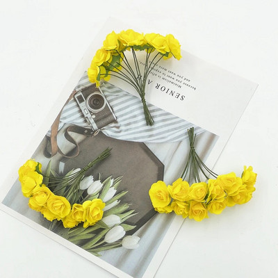 12/36/72gab 2cm mini papīra rozes mākslīgo ziedu pušķis kāzu ballīšu dekorēšanai.