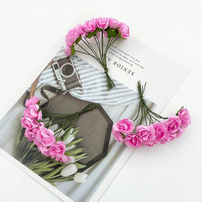 12/36/72gab 2cm mini papīra rozes mākslīgo ziedu pušķis kāzu ballīšu dekorēšanai.