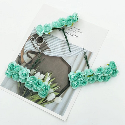 12/36/72gab 2cm mini papīra rozes mākslīgo ziedu pušķis kāzu ballīšu dekorēšanai.