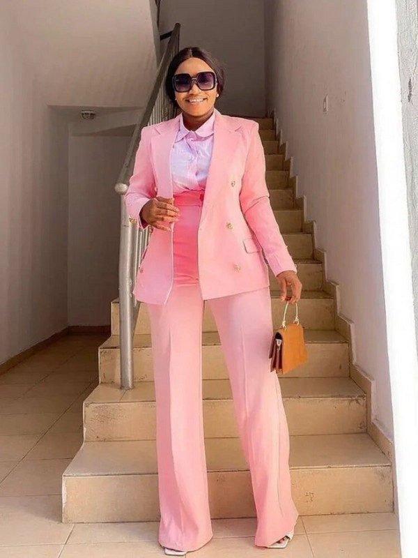 2023. g. elegants sieviešu žakešu komplekti, pogas, balts, platas bikšu kostīmi, modes profesionāli ballītes biroja biznesa tērpi vienā iepakojumā