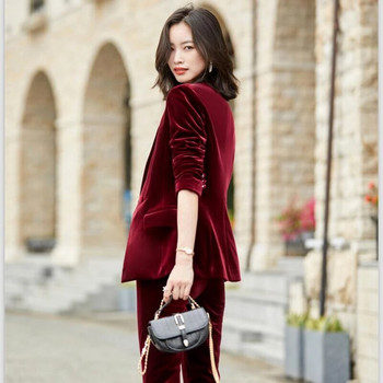 Υψηλής ποιότητας Βελούδινα Επίσημα Ομοιόμορφα Σχέδια Γυναικεία Παντελόνια Μακρυμάνικα Φθινοπωρινά Χειμερινά Μπλέιζερ Επαγγελματικά Ρούχα Συνέντευξης