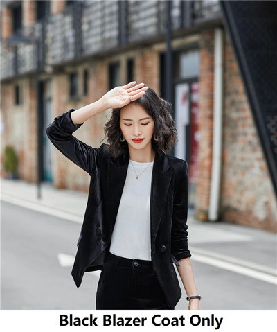 Augstas kvalitātes samta formāla formas tērpi sieviešu bikškostīmi ar garām piedurknēm rudens ziemas bleizeri Profesionāli interviju apģērbi