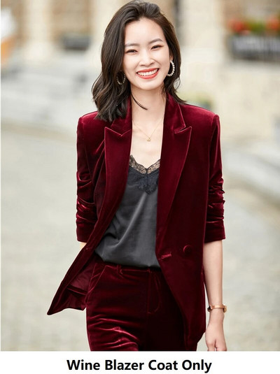 Augstas kvalitātes samta formāla formas tērpi sieviešu bikškostīmi ar garām piedurknēm rudens ziemas bleizeri Profesionāli interviju apģērbi