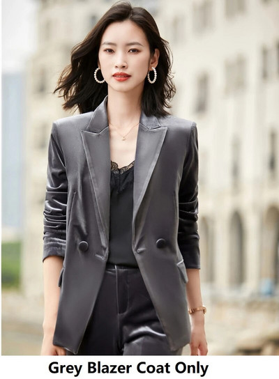 Augstas kvalitātes samta formāla formas tērpi sieviešu bikškostīmi ar garām piedurknēm rudens ziemas bleizeri Profesionāli interviju apģērbi