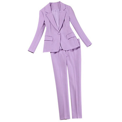 Novi jesenski ženski ljubičasti sako i odijela Odijela s hlačama Ženska odijela Dvodijelni kompleti Odijela s hlačama za žene Korejsko žensko uredsko odijelo