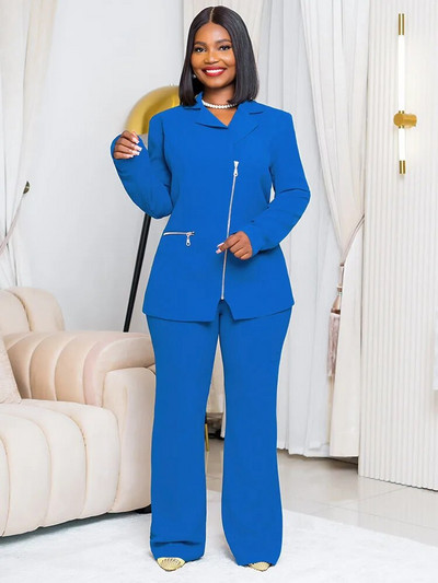 CM.YAYA Elegantni dvodijelni blejzer odijelo i dvodijelni set hlača s patentnim zatvaračem i urezanim ovratnikom za žene 2023. Klasična OL odjeća jesen zima