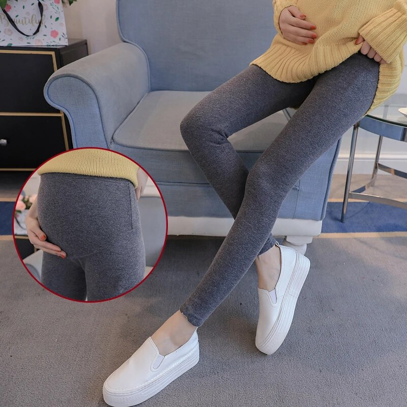 Jesen Zima Trudničke Tople Uske Tajice Trudničke Deblje Hlače Ženske Hlače Odjeća Crno Siva Kaki Odjeća
