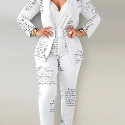 2023 m. rudens madingi moteriški drabužių kostiumai, laisvalaikio marginimas su įpjova apykakle, ilgomis rankovėmis, švarkelio ir ombre kelnių rinkinys Y2k moteriškas