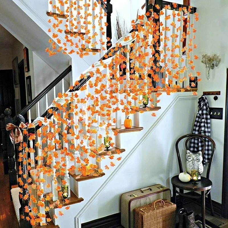 5/1 KOM Umjetna javorova lišća Dekoracija doma Jesenski vijenac od javorovog lišća Vinova loza Dekoracija kućnog vrta od lažnog lišća