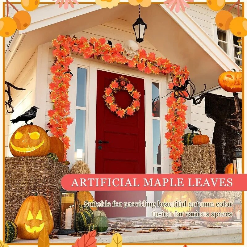 5/1 KOM Umjetna javorova lišća Dekoracija doma Jesenski vijenac od javorovog lišća Vinova loza Dekoracija kućnog vrta od lažnog lišća