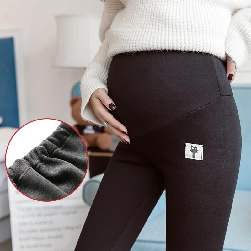 2022 Jesen Zima Trudničke Skinny Legging Korejske modne uske pencil hlače Odjeća za trudnice Zgušnjava topla trudnica