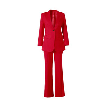 5 Χρώματα Finework Superior Style Νέο Φθινοπωρινό χοντρό γυναικείο ύφασμα 2 τμχ Γυναικείο κοστούμι μονό κουμπί Blazer Flare Παντελόνι OL Δίδυμα Σετ