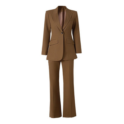 5 boja Finework vrhunskog stila Nove jesenske debele tkanine Žensko odijelo od 2 komada Žensko odijelo sa jaknom s jednim gumbom Široke hlače OL Twin Setovi