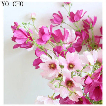 YO CHO 3 клона Изкуствени цветя кореопсис за Нова година Домашен сватбен декор Фалшива флора Ваза за бюро Стая Направи си сам Копринено цвете Galsang