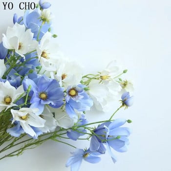YO CHO 3 клона Изкуствени цветя кореопсис за Нова година Домашен сватбен декор Фалшива флора Ваза за бюро Стая Направи си сам Копринено цвете Galsang