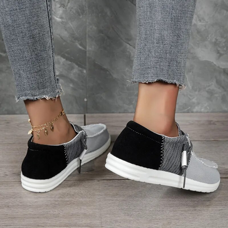 Sieviešu audekla dzīvokļi, slīdoši uz Mujer Zapatillas Sieviešu ķepas, neformālas, elpojošas, vulkanizētas kedas Īpaši vieglas slinkas laivas Zapatos