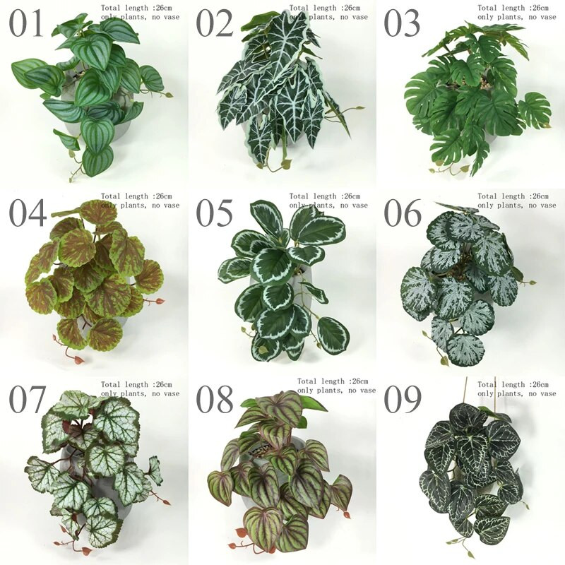 1 gab. Mākslīgais augs zaļo diļļu ziedu rotangpalmas lapu ballīte Mājas dekors Bruņurupuča lapu kāzu festivāla dekorēšana viltoti ziedi